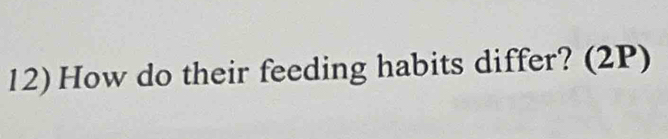 12)How do their feeding habits differ? (2P)