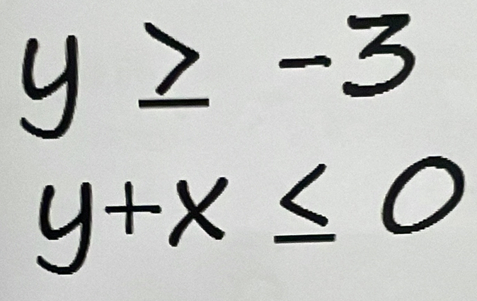 y≥ -3
y+x≤ 0