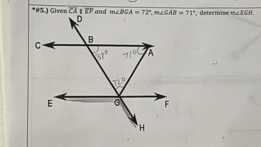 determine m∠ EGH.