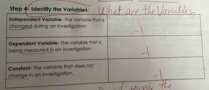 Step 4 - Identify the Variables: