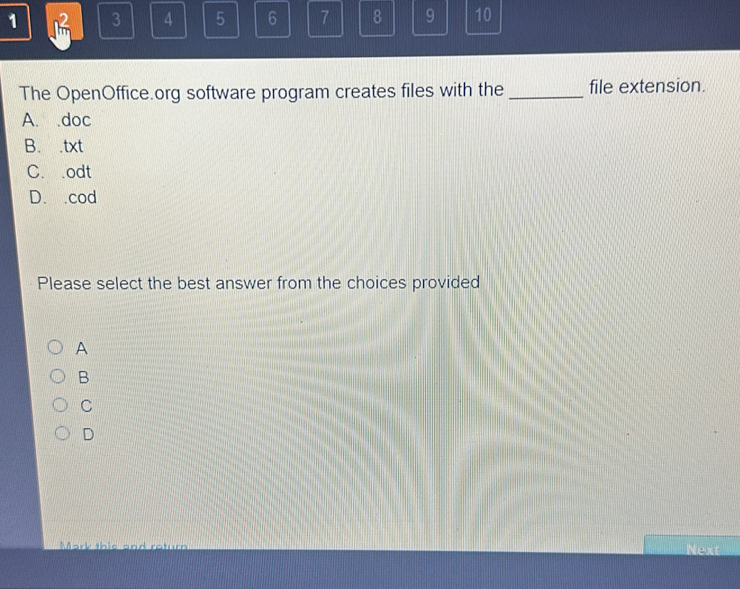 Solved: 1 3 4 5 6 7 8 9 10 The OpenOffice.org software program creates ...