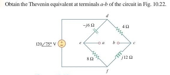 Obtain the Thevenin equivalent at terminals α-b of the circuit in Fig. 10.22.