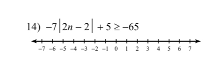 -7|2n-2|+5≥ -65