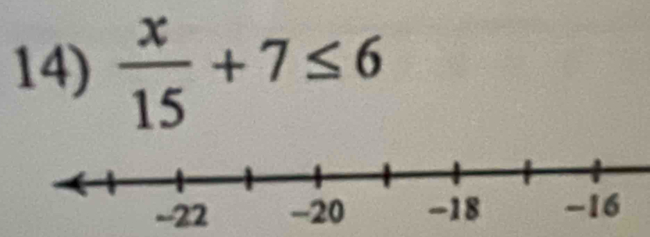  x/15 +7≤ 6