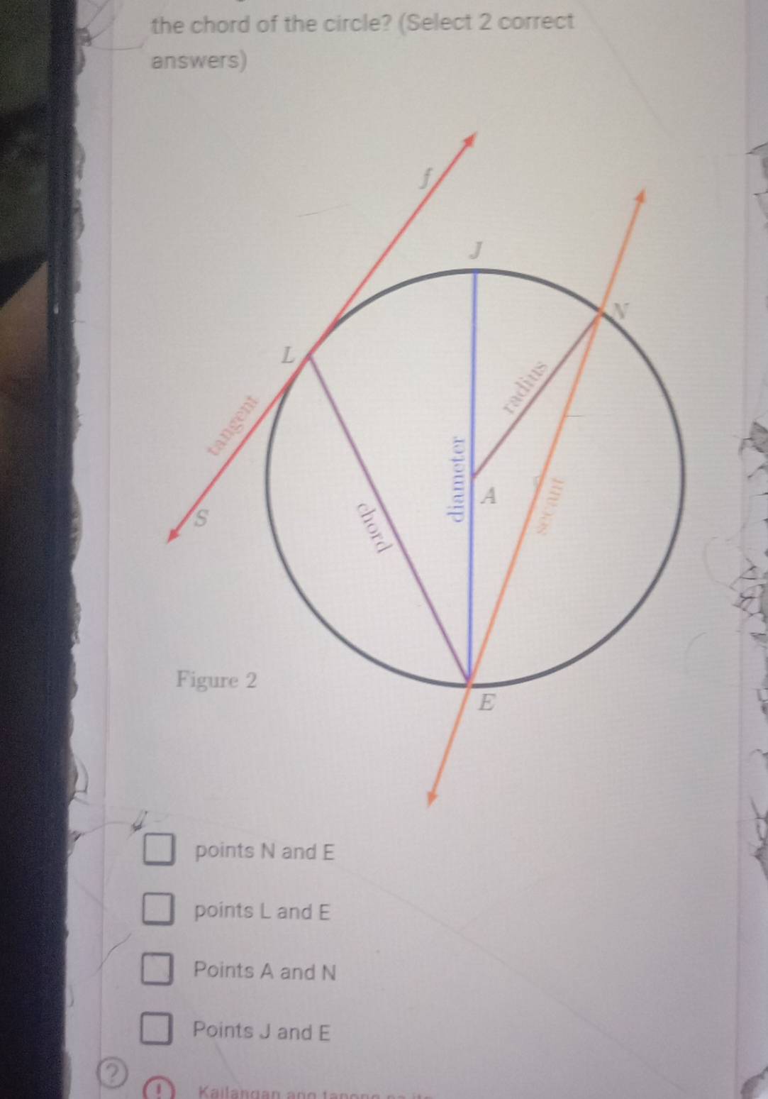 Solved: the chord of the circle? (Select 2 correct answers) points N ...
