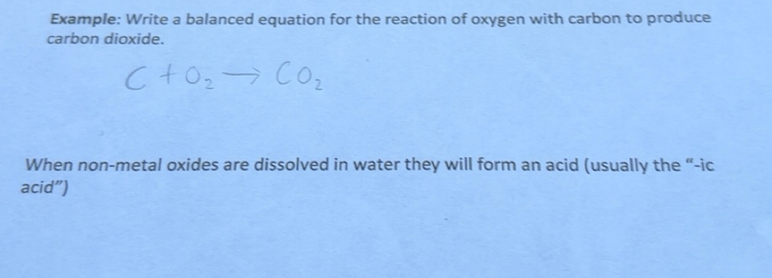 Solved: Example: Write a balanced equation for the reaction of oxygen ...