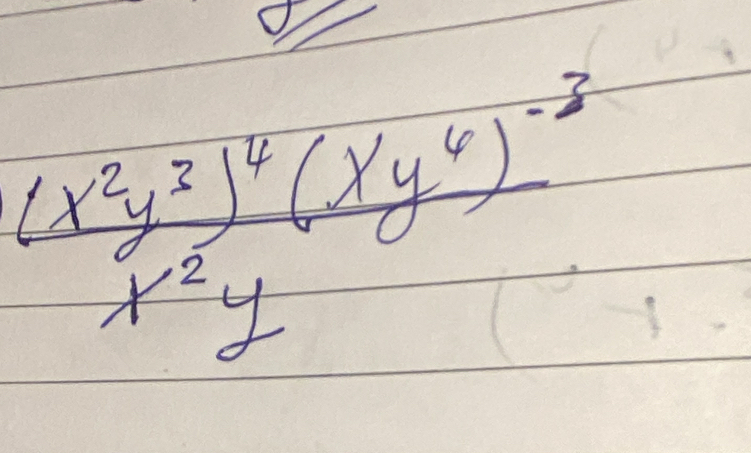 frac (x^2y^3)^4(xy^6)^-3x^2y