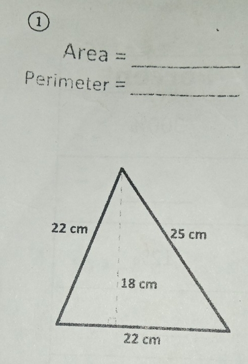 ①
Area= _ 
Per imeter=
_