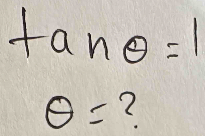 tan θ =1
θ = 2