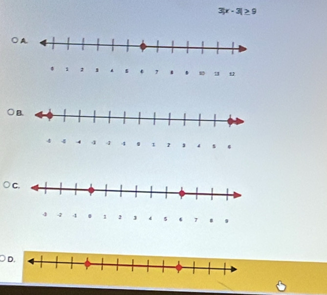 3|x-3|≥ 9
B. 
C.