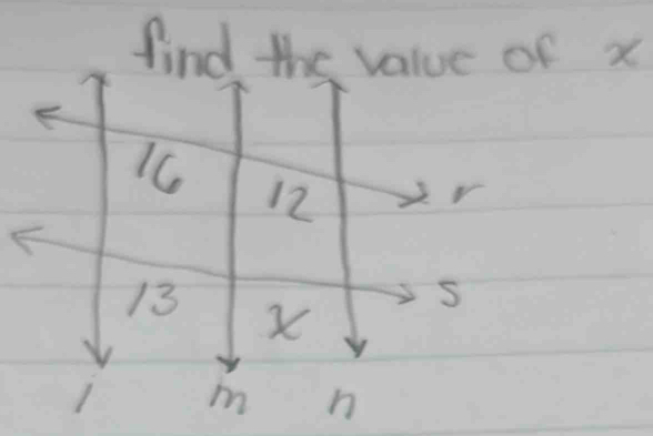 find the value of x
1C
12
r
F
S
13 X
1 m n