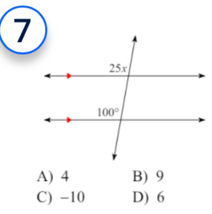 A) 4 B) 9
C) -10 D) 6