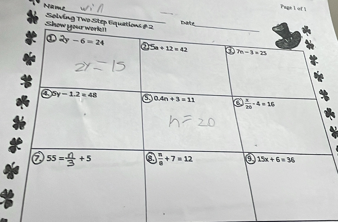 Name
Page l of 1
__
Solving Two S