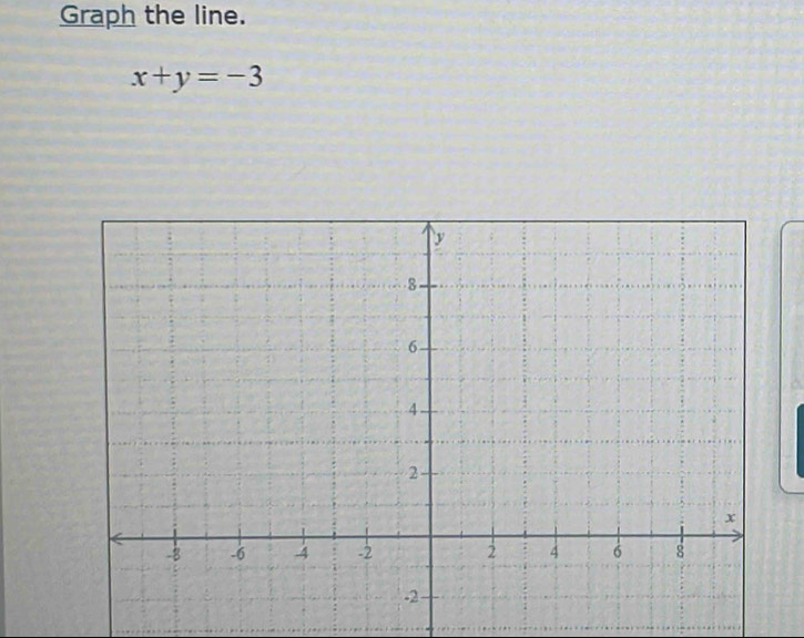 Graph the line.
x+y=-3