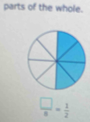 parts of the whole.
 □ /8 = 1/2 