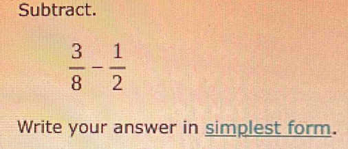 Subtract.
Write your answer in simplest form.