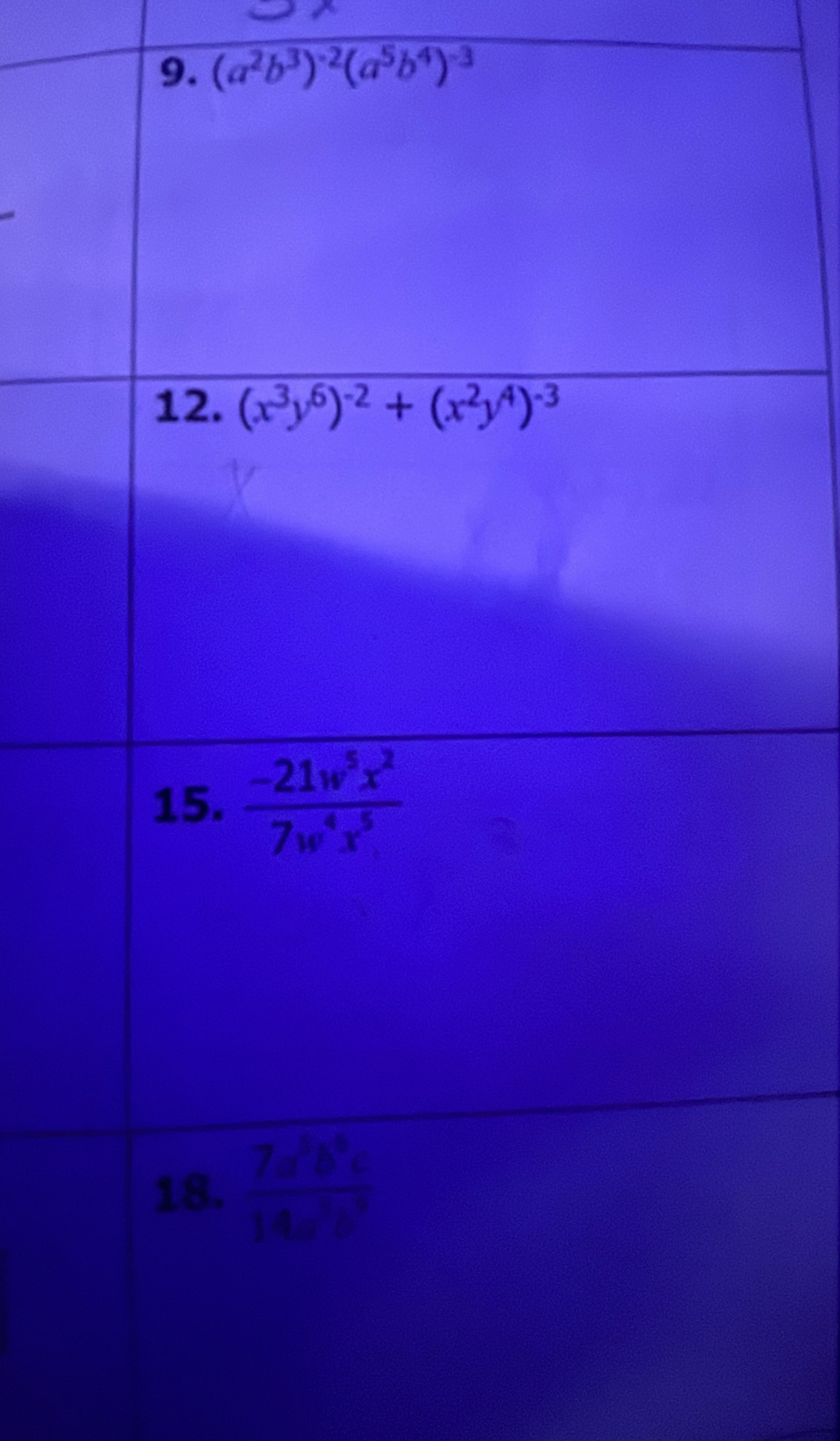 (a^2b^3)^-2(a^5b^4)^-3