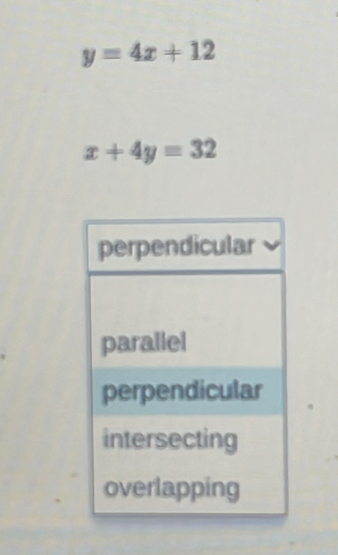 y=4x+12
x+4y=32