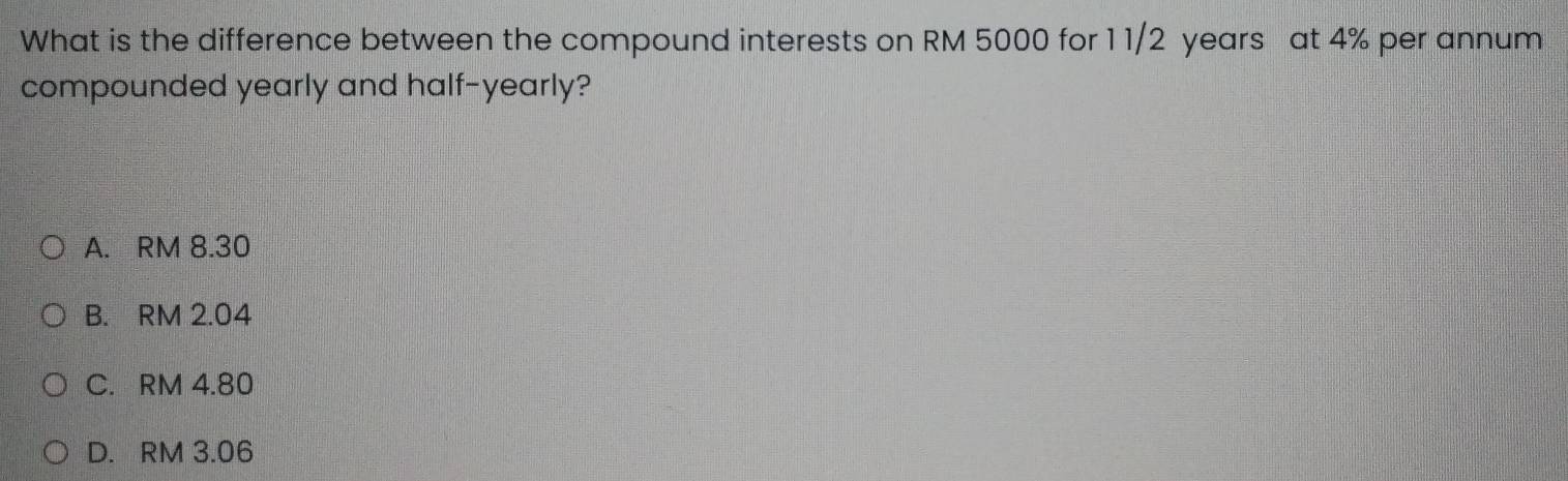 Selesai:What is the difference between the compound interests on RM ...