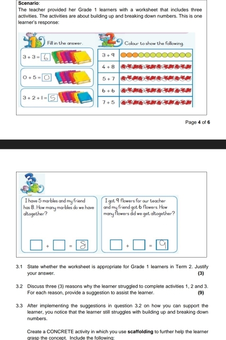 Solved: Scenario: The teacher provided her Grade 1 learners with a ...