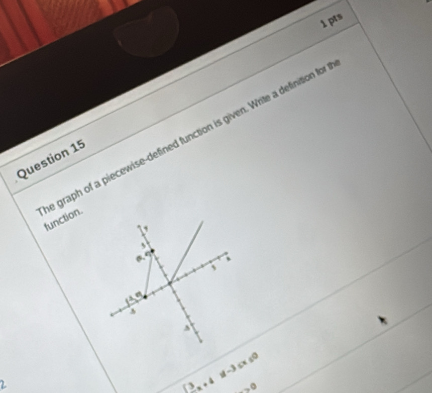 graph of a piecewise-defined function is given. Write a definition for function.
 3/4-35* -30 
2°