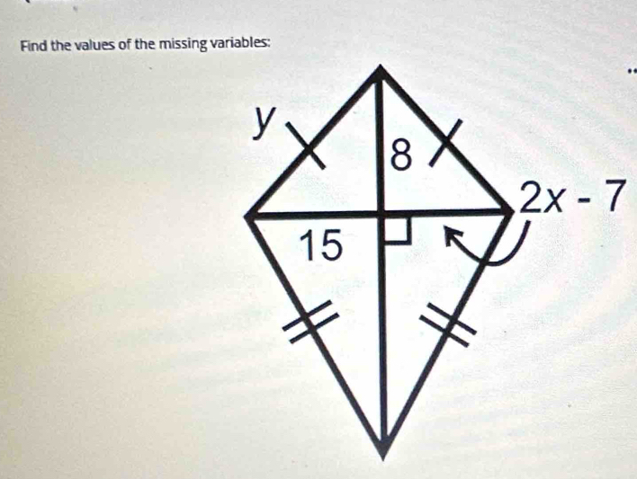 Find the values of the missing variables: