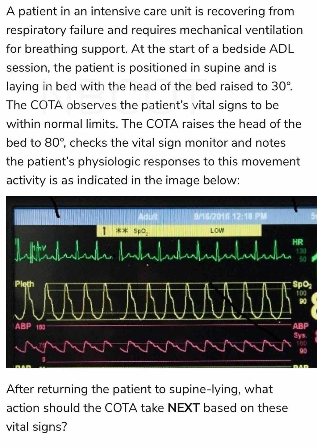 Solved: A patient in an intensive care unit is recovering from ...