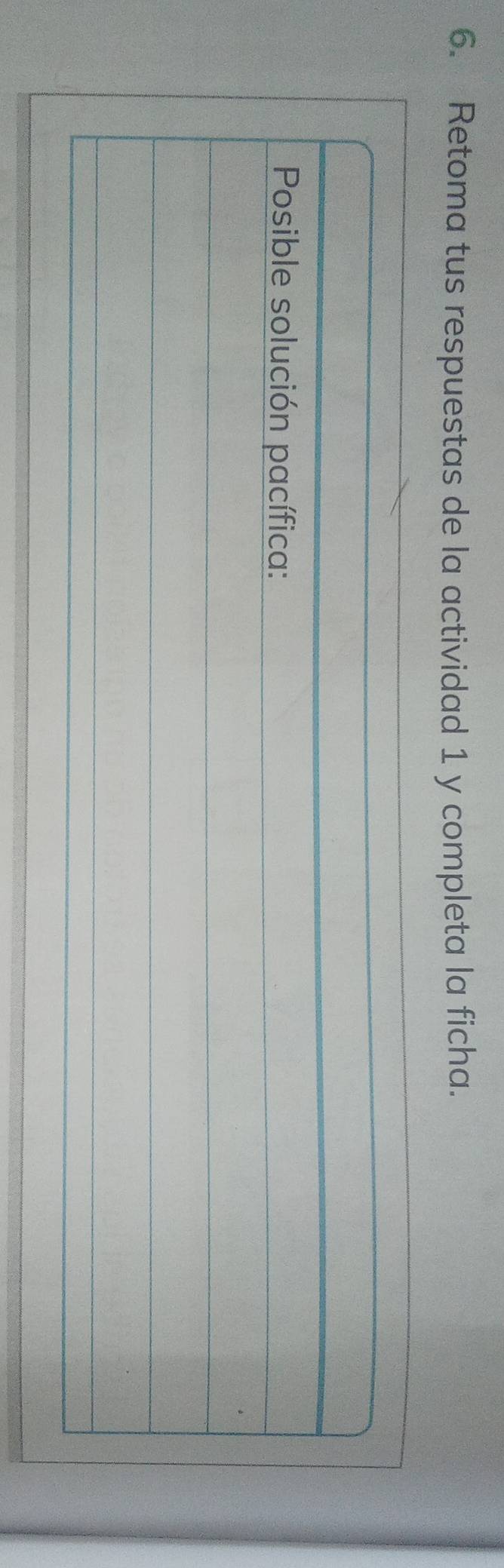 Retoma tus respuestas de la actividad 1 y completa la ficha.