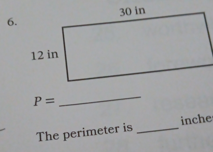 P=
_ 
inche 
The perimeter is_