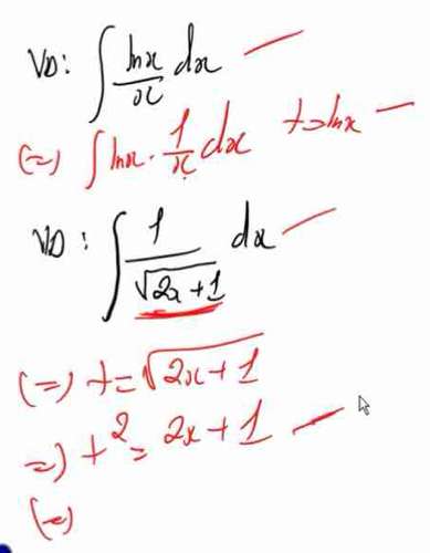 1 b:∈t  ln x/x dx
() ∈t ln x·  1/x dx t=ln x-
No ∈t  1/sqrt(2a+1) dx
(Rightarrow x=sqrt(2x+1) - 
+^2=2x+1_  
()