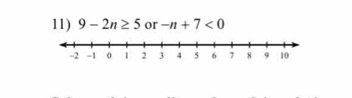 9-2n≥ 5 or -n+7<0</tex>