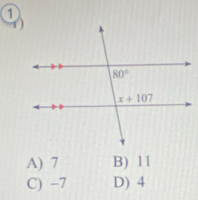 A) 7 B) 11
C) -7 D) 4