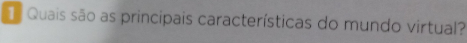 ª Quais são as principais características do mundo virtual?