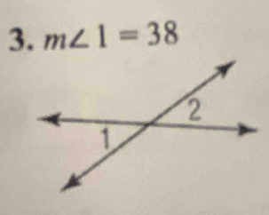 m∠ 1=38