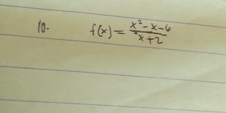 f(x)= (x^2-x-6)/x+2 