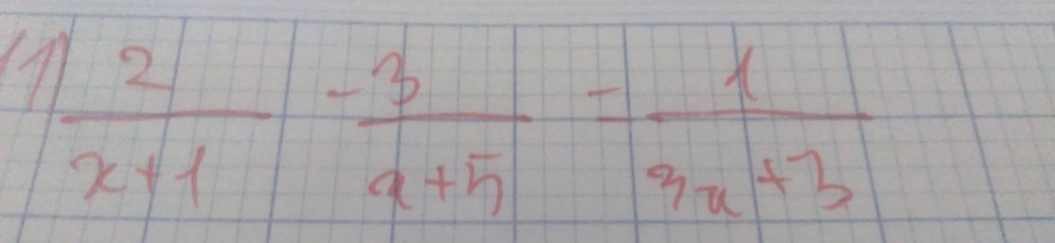  2/x+1 - 3/x+5 = x/3x+3 