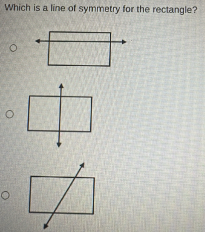 Which is a line of symmetry for the rectangle?