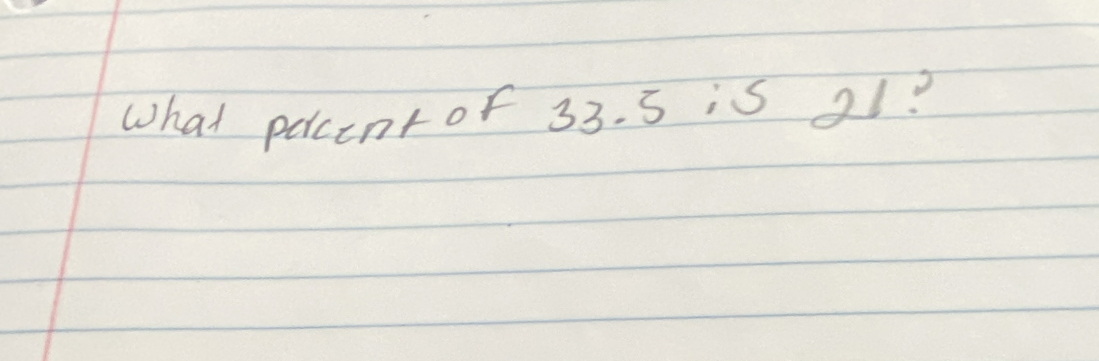 What pacent of 33. 3 is 21?