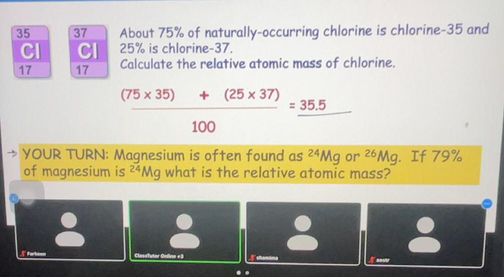 Solved: 35 37 About 75% of naturally-occurring chlorine is chlorine- 35 ...
