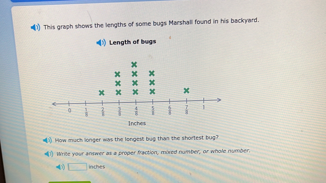 Solved: This graph shows the lengths of some bugs Marshall found in his ...