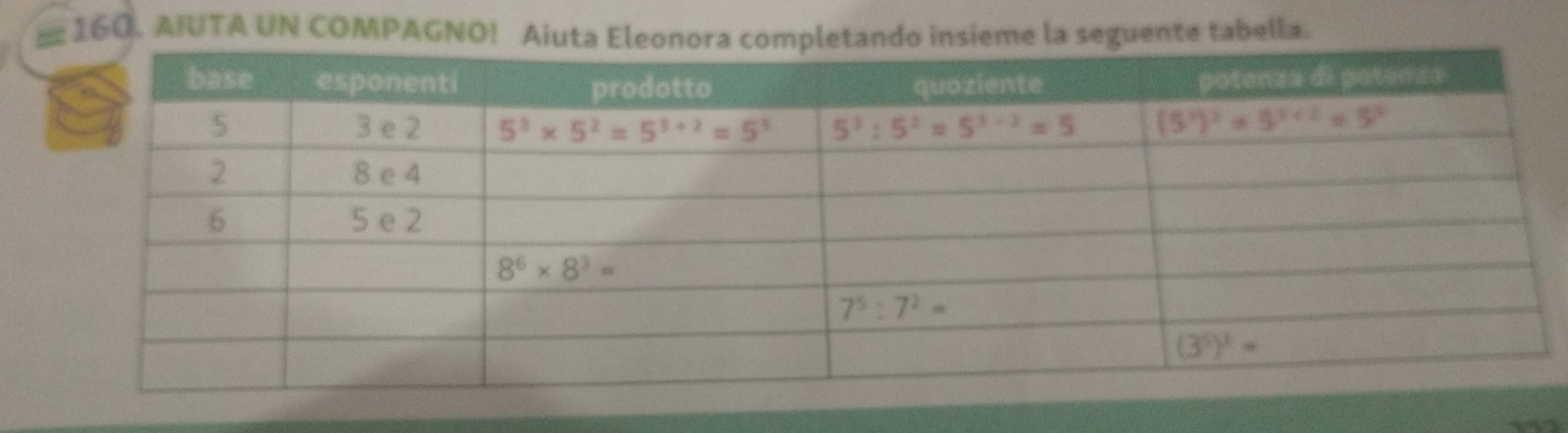 AIUTA UN COMPAGNO! Aiuta Eleotando insieme la seguente tabella.