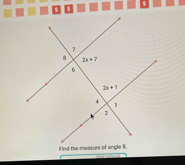 $
$ $
Find the measure
label optional