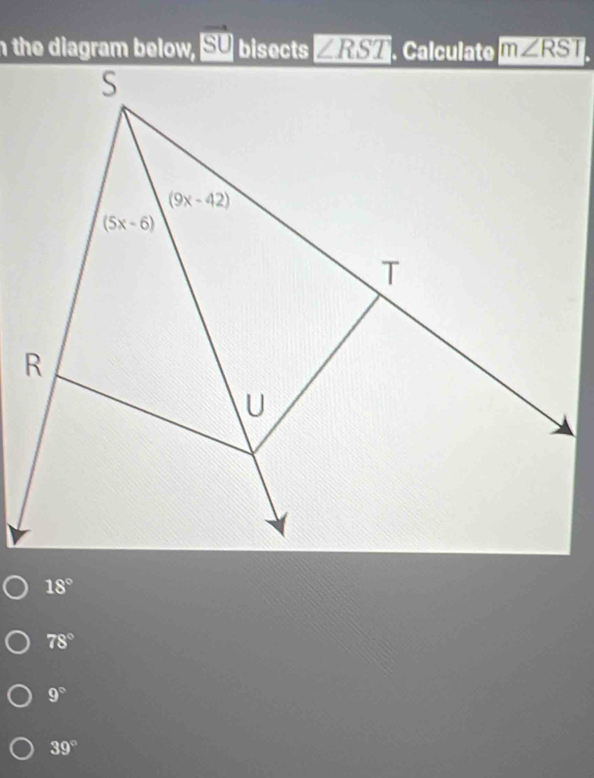 vector SU bisects
18°
78°
9°
39°