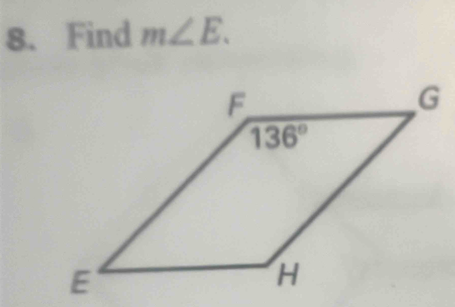 Find m∠ E.