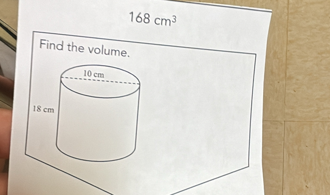 168cm^3
Find the volume.