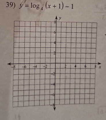 y=log _4(x+1)-1