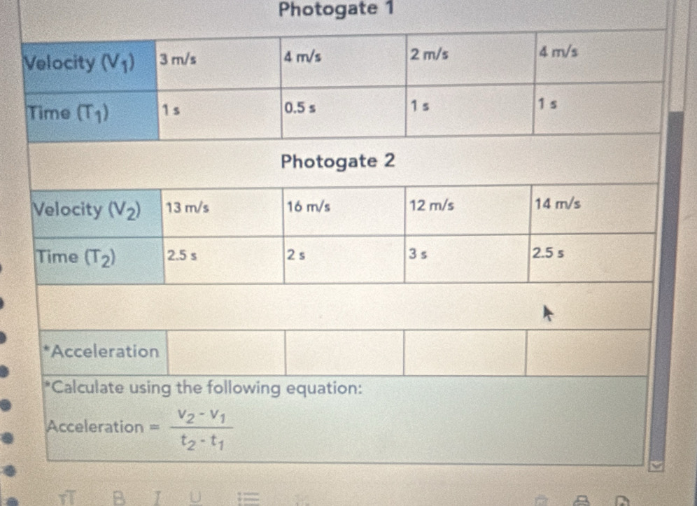 Photogate 1
I U s