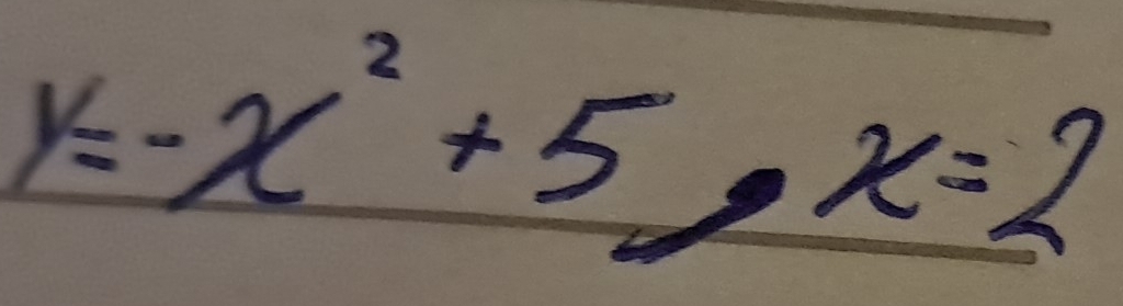 y=-x^2+5, x=2