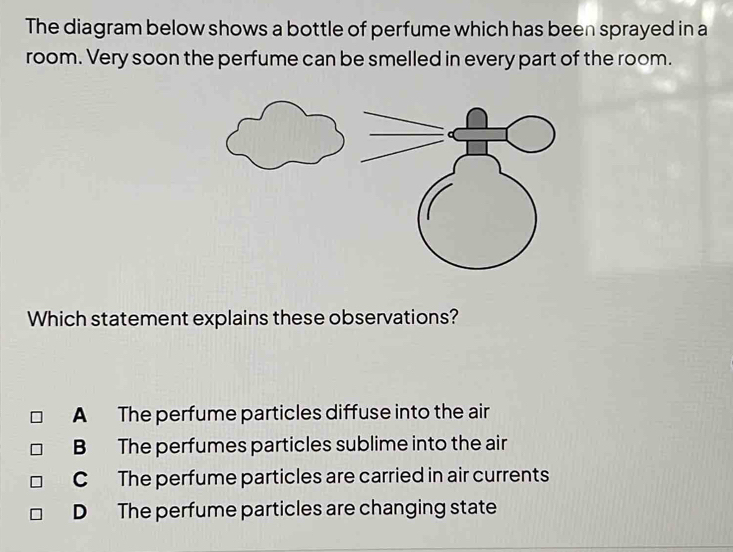 Solved: The diagram below shows a bottle of perfume which has been ...