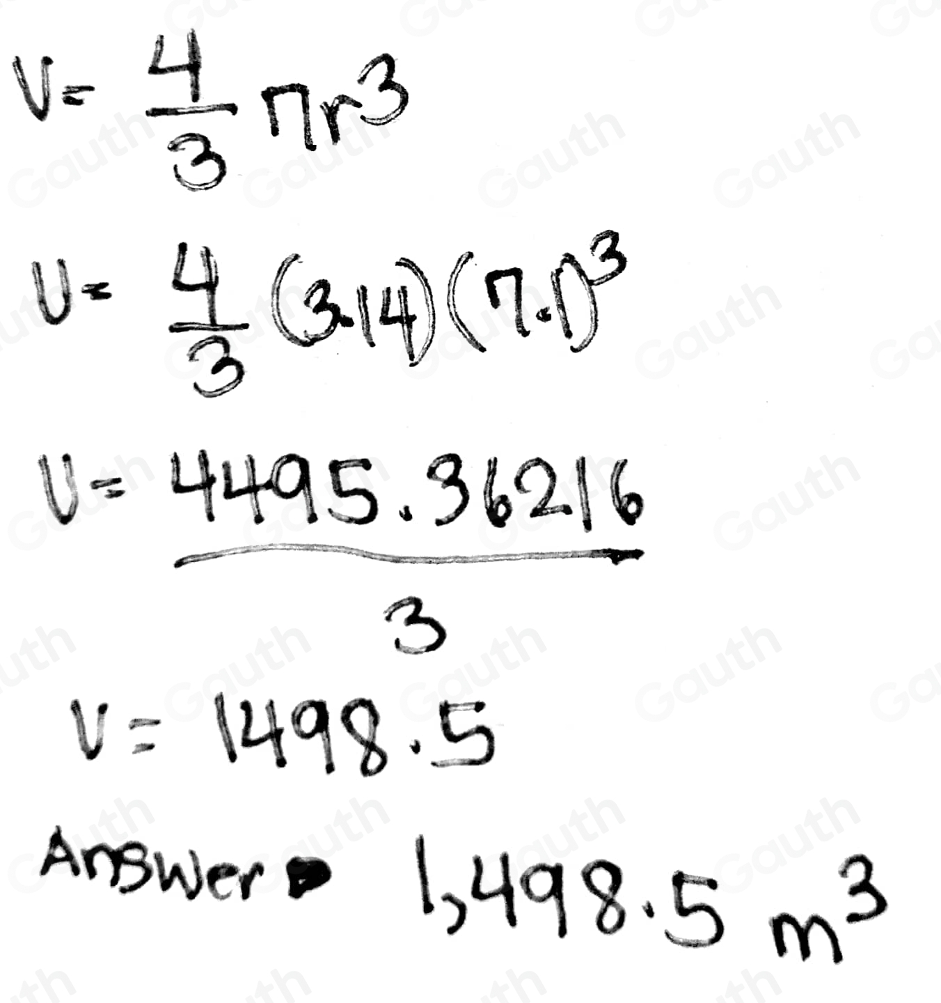 Solved: The radius, R, of a sphere is 7.1 m. Calculate the sphere's ...